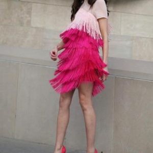 Ombré pink fringe dress